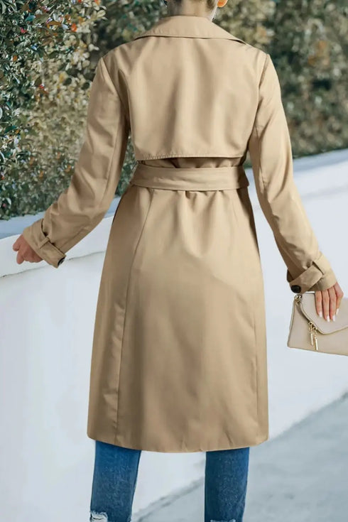 'Sagebloom' Buttoned Long Sleeve Trench Coat - Celes Fashion